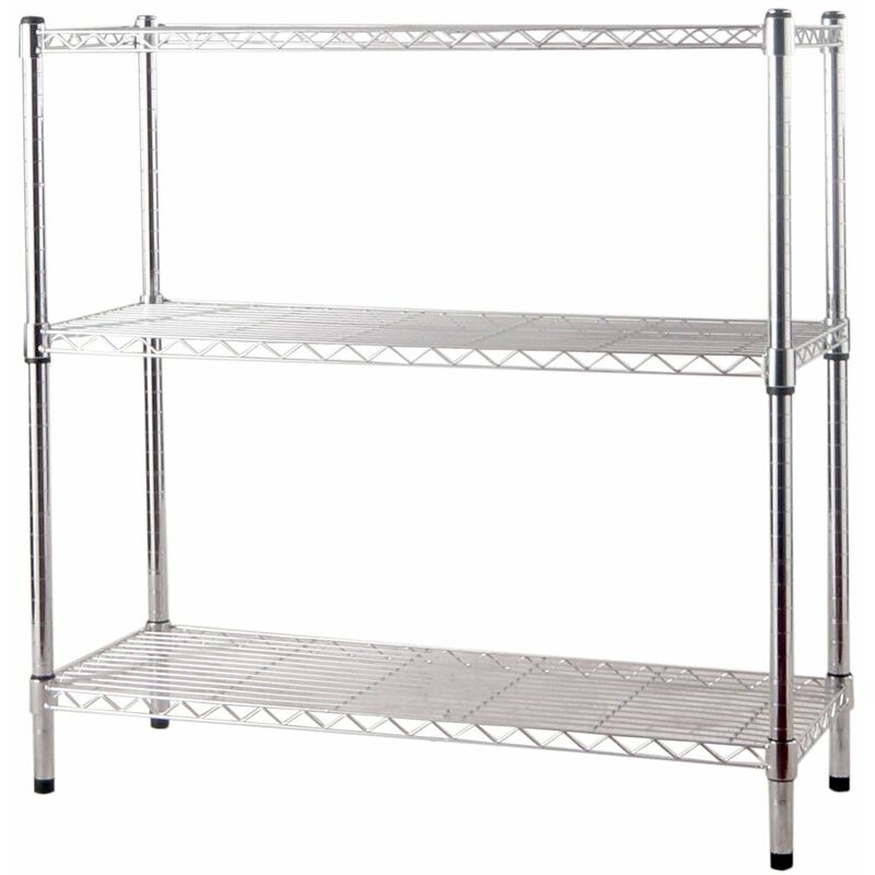 Regal verchromte Stahl -Kit -Regal mit verstellbaren Füßen für Haus- und Büro 3 oder 5 Brixo Regale - 3 ripiani 90x35xH90 cm