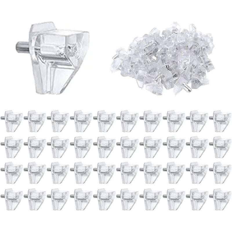 Bluedeer - Regalbodenträger, 5mm Bodenträger Einlegeboden Halter, transparent Kunststoff Regalboden Stifte für Möbel Bücherregale Schränke Holz