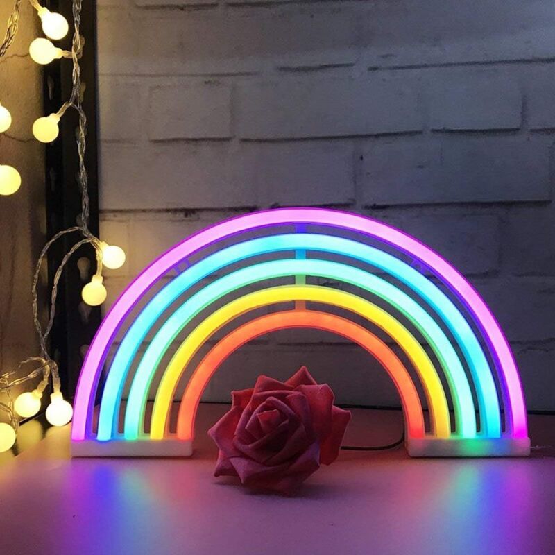 Ersandy - Regenbogen-LED-Neonschilder, bunte Kunst, Neonlampe, Nachtlichter, Innenwanddekoration für Zuhause, Party, Geburtstag, Valentinstag,