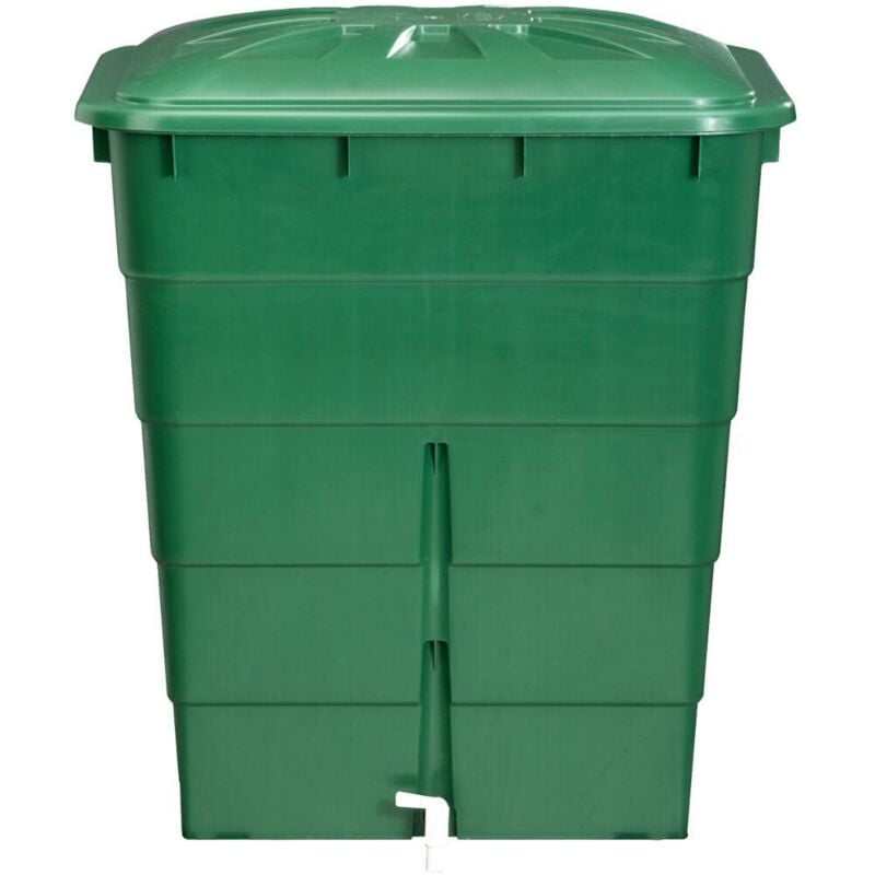 Graf - Regentonne eckig 300L mit Deckel und Hahn, Farbe: grün grün, mit Deckel und Hahn