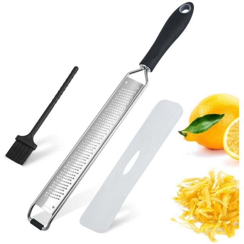 Reibe und Zestenreißer aus Edelstahl für Zitronen, Zitrusfrüchte und Käse – ergonomisch und rutschfest – multifunktionale Käsereibe – Reiben für