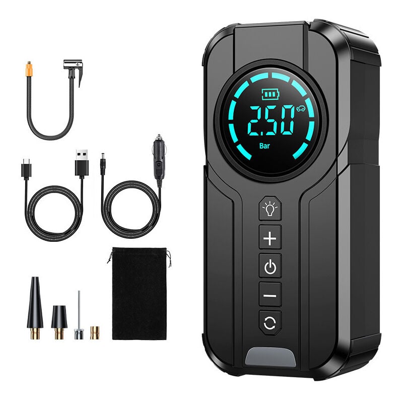 Reifenfüllpumpe, elektrischer Luftkompressor, tragbare Mini-Autoreifen-Luftpumpe, tragbarer Lade-Inflator, voreingestellter Druck, für Auto und