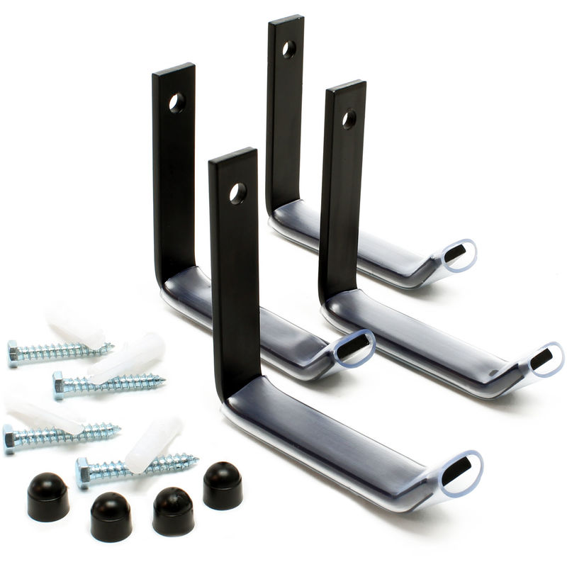 Wiltec - Reifenhalter Wandhalterung für 4 Reifen – 106 x 20 x 102 mm – aus Stahl – max. Traglast 25 kg je Halter – Zubehör für Reifen Reifenregal