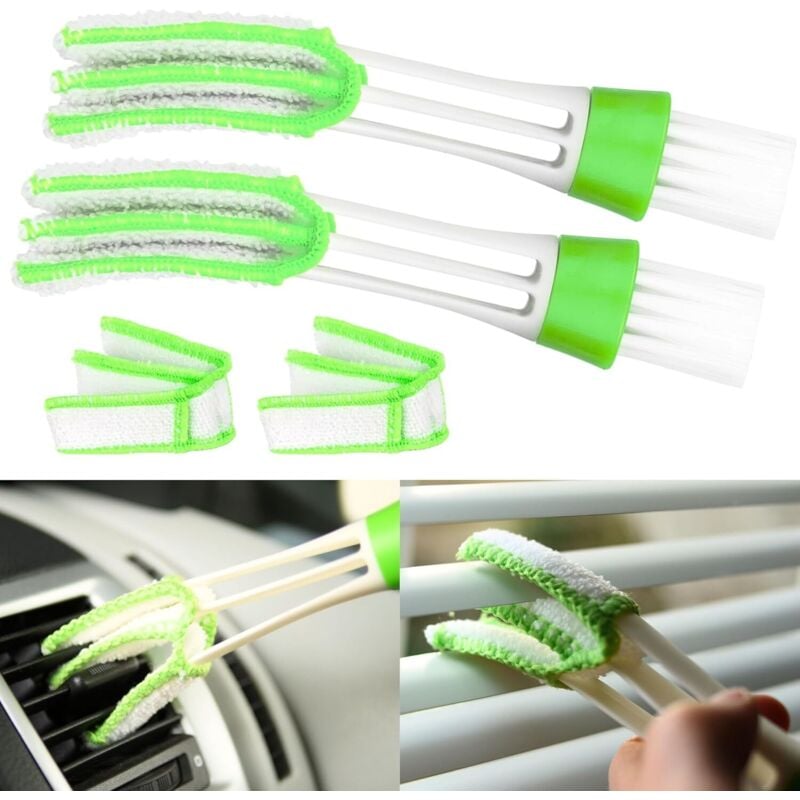 Reinigungsbürste, 2-teiliges Set, für Jalousien und Lüftungsschlitze im Auto, mit Mikrofaserbezug, Reinigung von Jalousien und Rollläden,