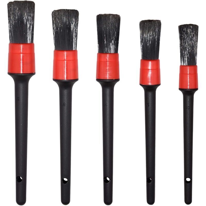 Reinigungsbürsten-Set – 5 verschiedene Größen, Premium-Borsten, gemischte Borsten, Kunststoffgriff, zur Reinigung von Felgen, Motor, Innenraum und