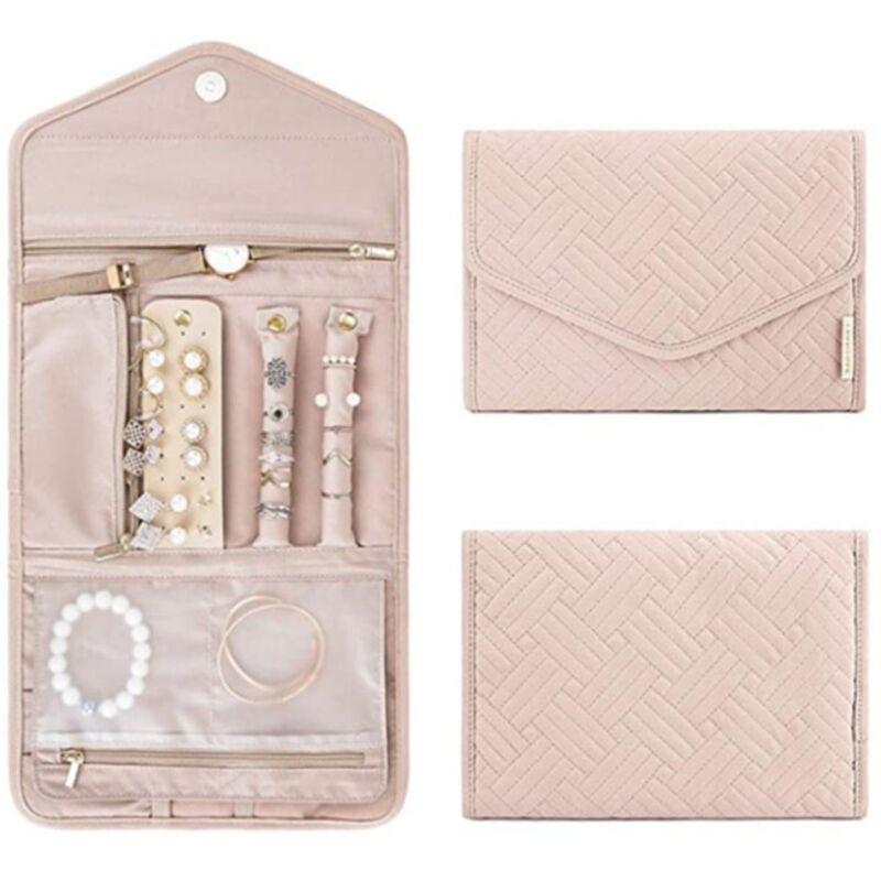 Reise-Schmuckaufbewahrungstasche, tragbarer Reise-Schmuckorganizer für Ohrringe, Diamantketten, Broschen