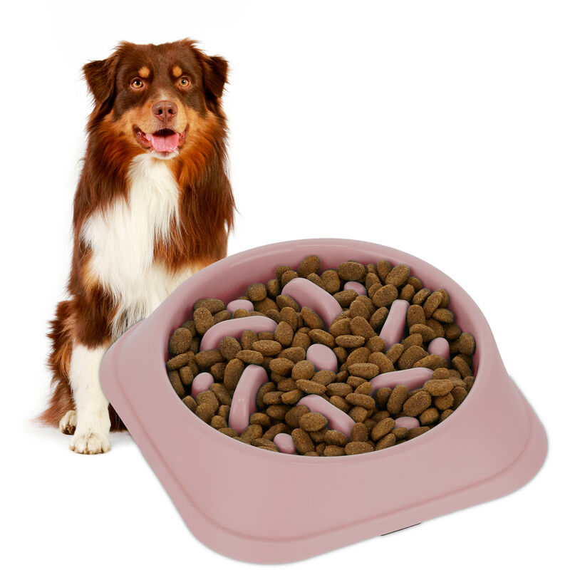 Relaxdays Anti Schling Napf, Futternapf für Hunde, Tiernapf 500 ml, langsames Fressen, Hundenapf spülmaschinenfest, rosa