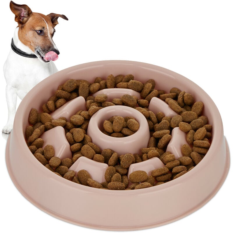 Relaxdays Anti Schling Napf, Futternapf für Hunde, Tiernapf 550 ml, langsames Fressen, Hundenapf spülmaschinenfest, rosa