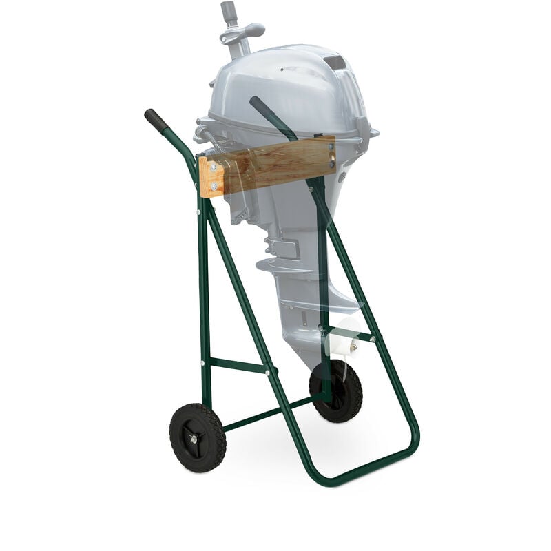 Relaxdays Außenborder Ständer, Lagerung & Transport, Langschaft Außenbordmotor bis 100 kg, Stahl Motorhalter, dunkelgrün