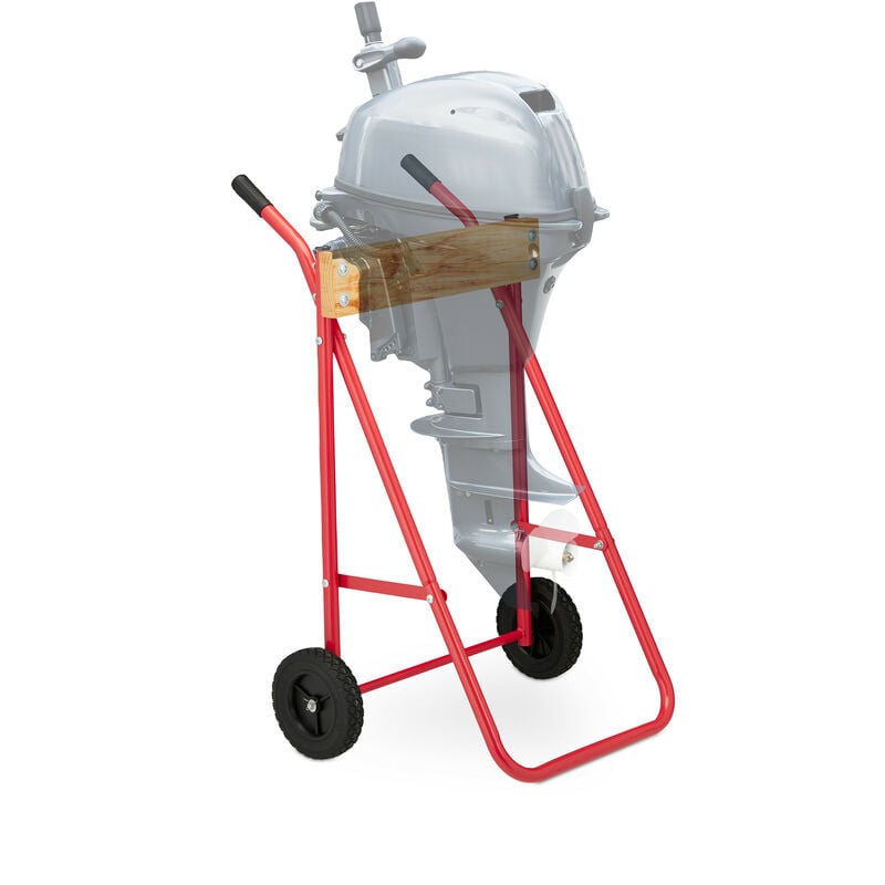 Relaxdays - Außenborder Ständer, Lagerung & Transport, Langschaft Außenbordmotor, bis 100 kg, Stahl, Motorhalter, rot