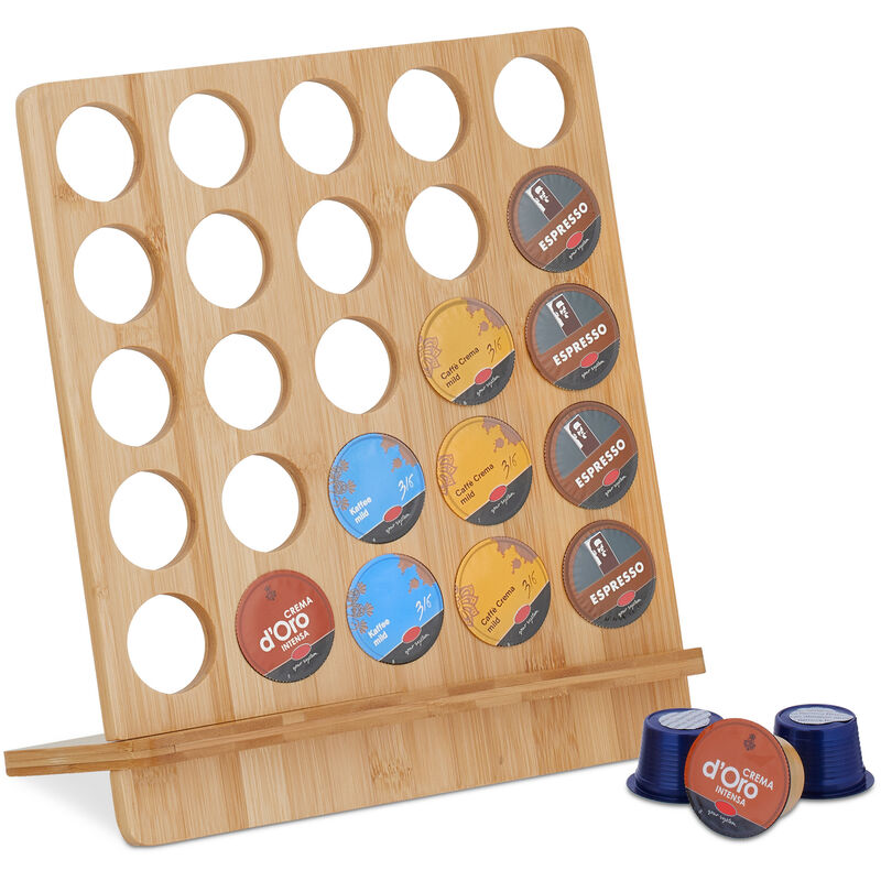 Relaxdays - Kapselhalter für Cafissimo, Kaffeekapselhalter für 25 Kapseln, Kapselständer Bambus, HxBxT: 30x27x13 cm, natur