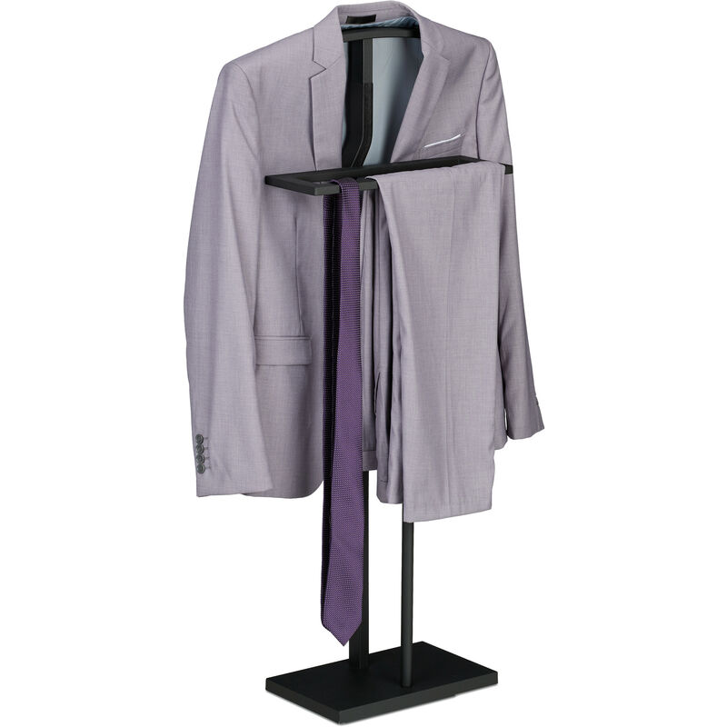 Herrendiener, HxBxT: 107 x 47,5 x 20 cm, Kleiderbutler, Hemd & Hose, Damendiener, aus Stahl & mdf, schwarz - Relaxdays