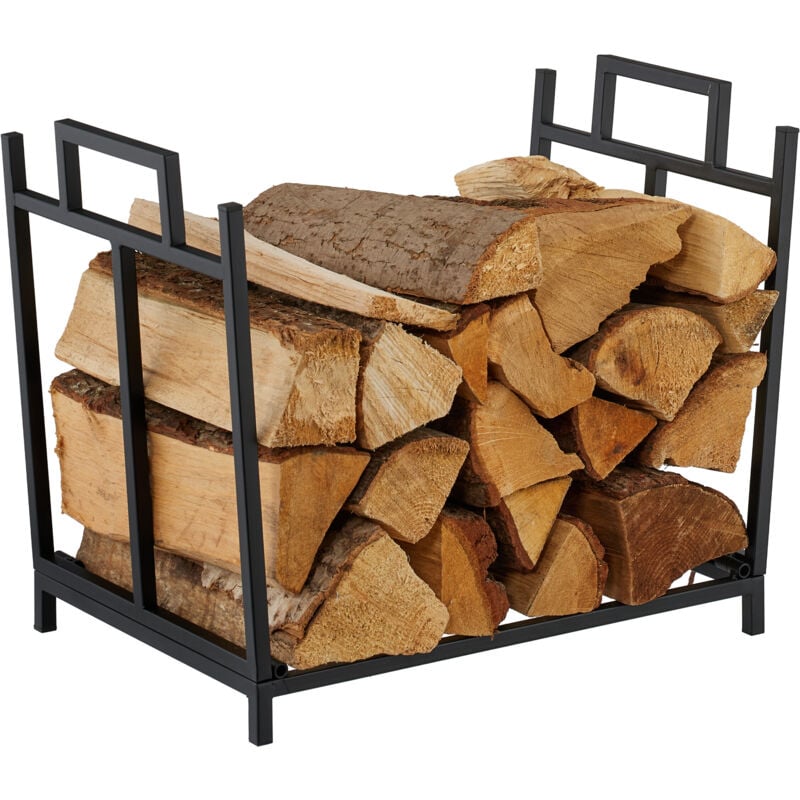 Relaxdays Kaminholzregal, Metall, HBT: 41x45x33 cm, Brennholzregal faltbar, Feuerholz, Stapelholz & Brennholz, schwarz