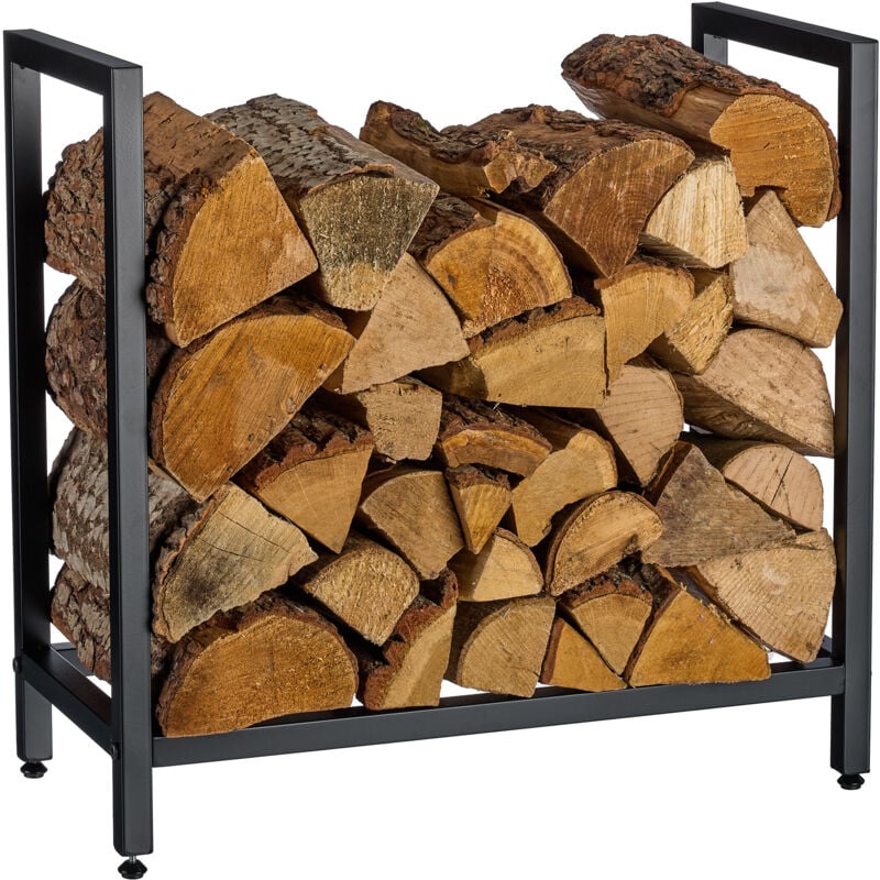 Relaxdays Kaminholzregal, Metall, HBT: 62,5 x 65 x 30,5 cm, Brennholzregal für Feuerholz, Stapelholz, Brennholz, schwarz
