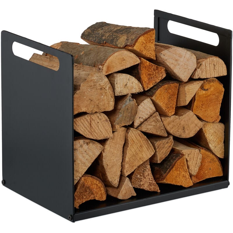 Relaxdays Kaminholzregal, Metall, modern, HBT: 35x40x30 cm, Brennholzregal Feuerholz, Stapelholz & Brennholz, schwarz