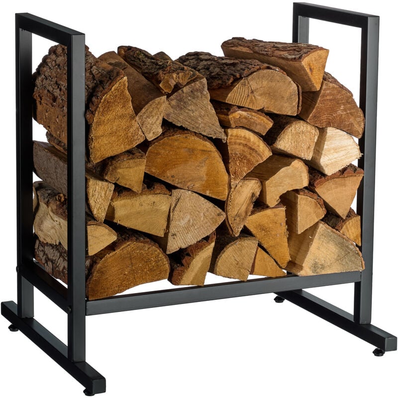 Relaxdays Kaminholzregal, Metall, modern, HBT: 62x60x49 cm, Brennholzregal Feuerholz, Stapelholz & Brennholz, schwarz