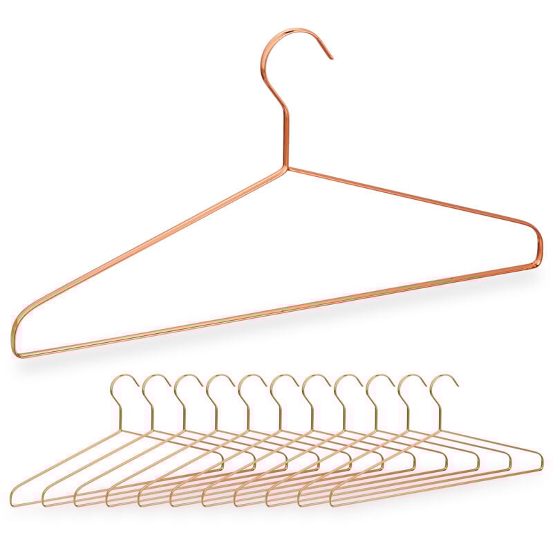 48 x Kleiderbügel, für Hemden, Jacken & Hosen, platzsparend, Metall, Drahtbügel, 42 cm breit, schöne Bügel, kupfer