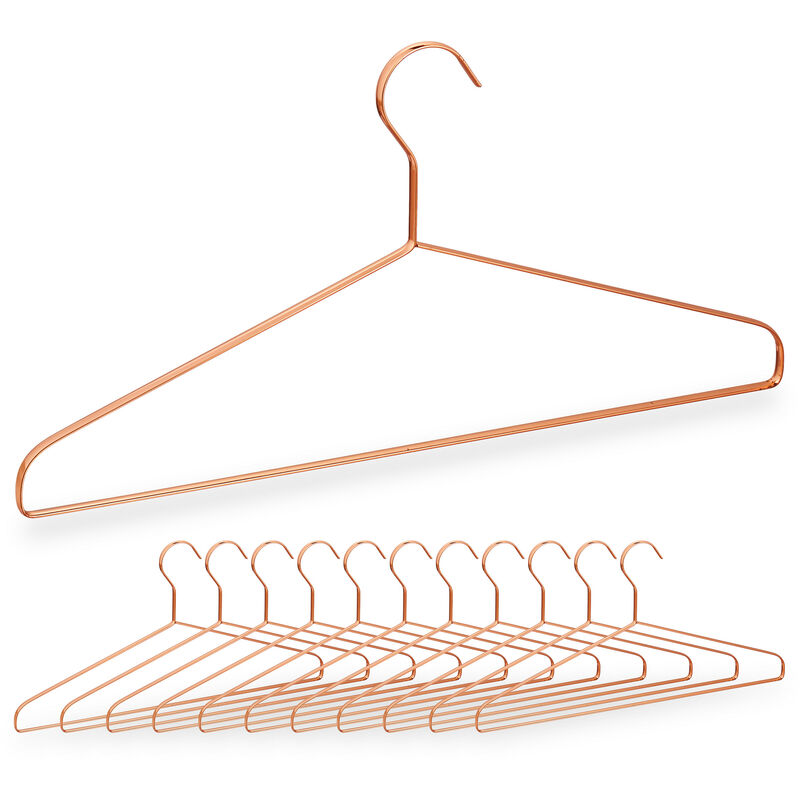 Kleiderbügel, 12er Set, für Hemden, Jacken & Hosen, platzsparend, Metall, 42 cm breit, schöne Bügel, kupfer - Relaxdays