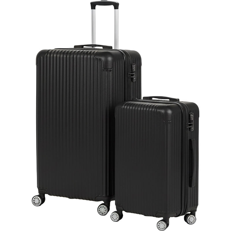 Relaxdays Kofferset, 2-teilig, 2 Größen, 4 Rollen, Hartschale, Teleskopgriff, Reisekoffer mit Zahlenschloss, schwarz