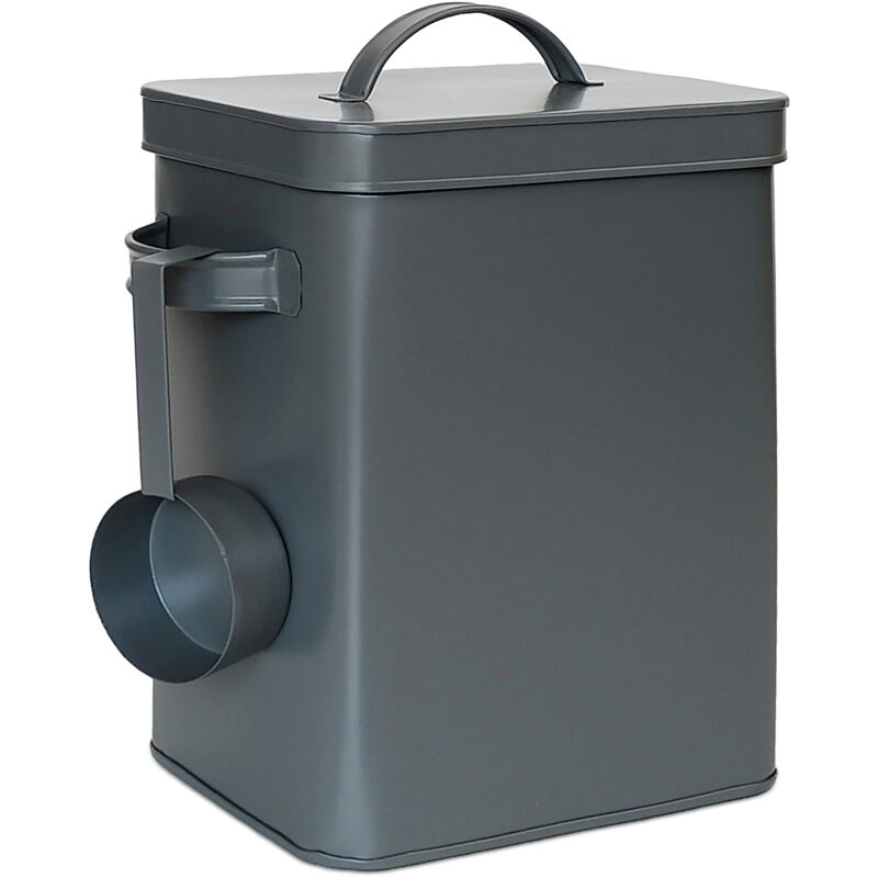 Relaxdays Metallbox, 6,5 L Aufbewahrungsbox mit Dosierhilfe, Tierfutter & Kaffee, luftdicht, Waschpulverdose, anthrazit