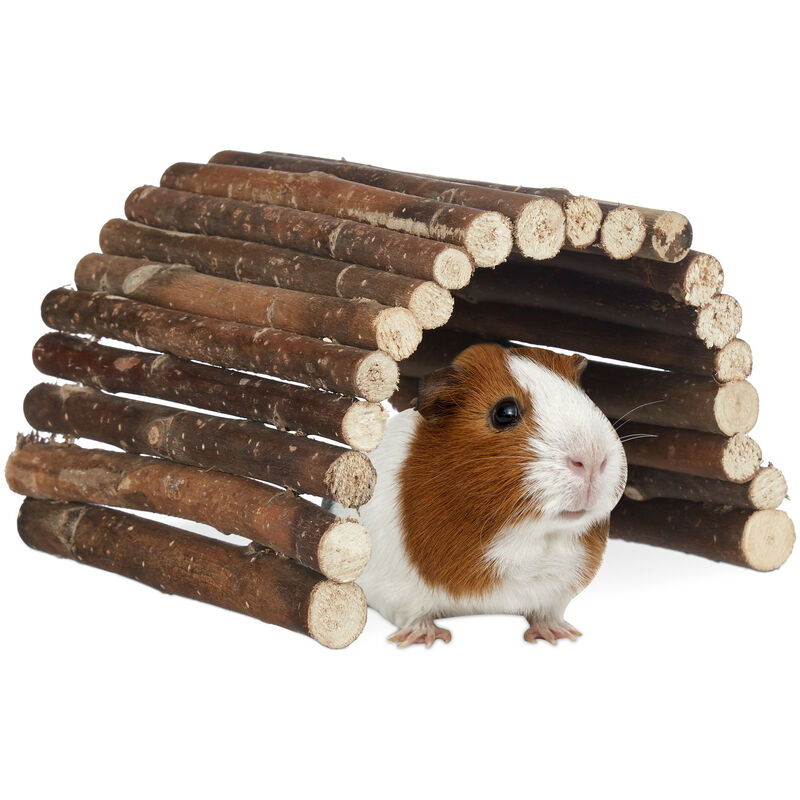 Nagerbrücke Holz, Tunnel für Kleintierkäfig, Hamster, Meerschweinchen, flexibel biegen, hbt 2x29x17cm, natur - Relaxdays