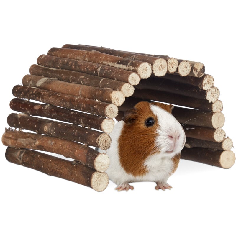 10x Nagerbrücke Holz im Set, Tunnel für Kleintierkäfig, Hamster, Meerschweinchen, flexibel biegen, HBT 2x29x17cm, natur