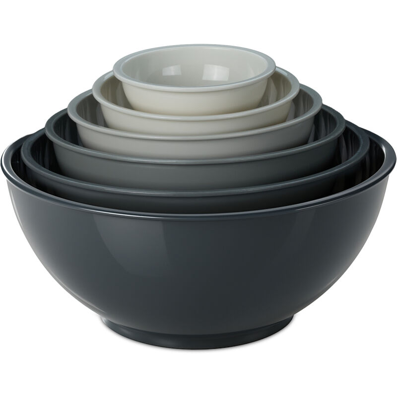Rührschüssel, 6tlg. Set, Schüsseln Zum Kochen & Backen, verschiedene Größen, Salatschüssel, Kunststoff, grau - Relaxdays