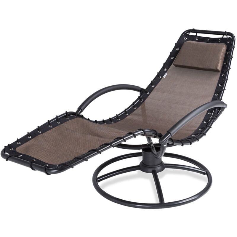 Sonnenliege Wetterfest Ergonomisch Freischwingend Outdoor Gartenliege Liegestuhl Schwingliege mit Kissen Schwungliege atmungsaktiv Mokka - Casaria