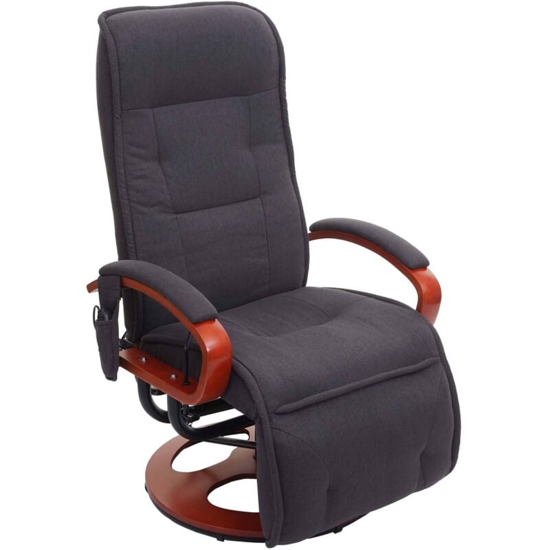 HHG - Relaxliege Terni ii, Relaxsessel Massagesessel, mit Massage Stoff/Textil dunkelgrau