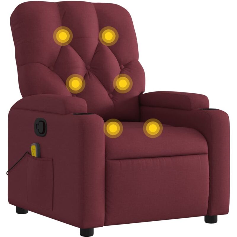 Massagesessel Weinrot Stoff Vidaxl