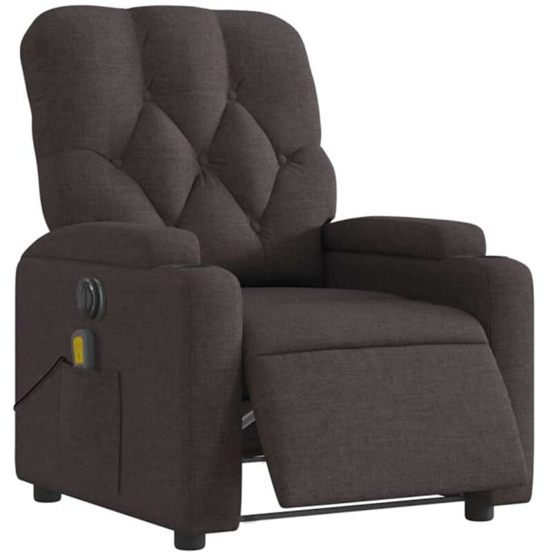 Massagesessel Elektrisch Dunkelbraun Stoff - Vidaxl