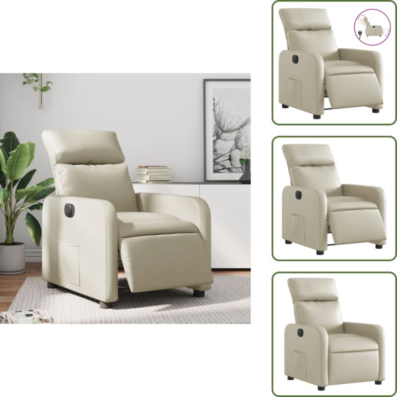 Relaxsessel Elektrisch Creme Kunstleder - Fernsehsessel - Relaxsessel - Elektrischer Sessel - Komfortsessel - Lounge Chair