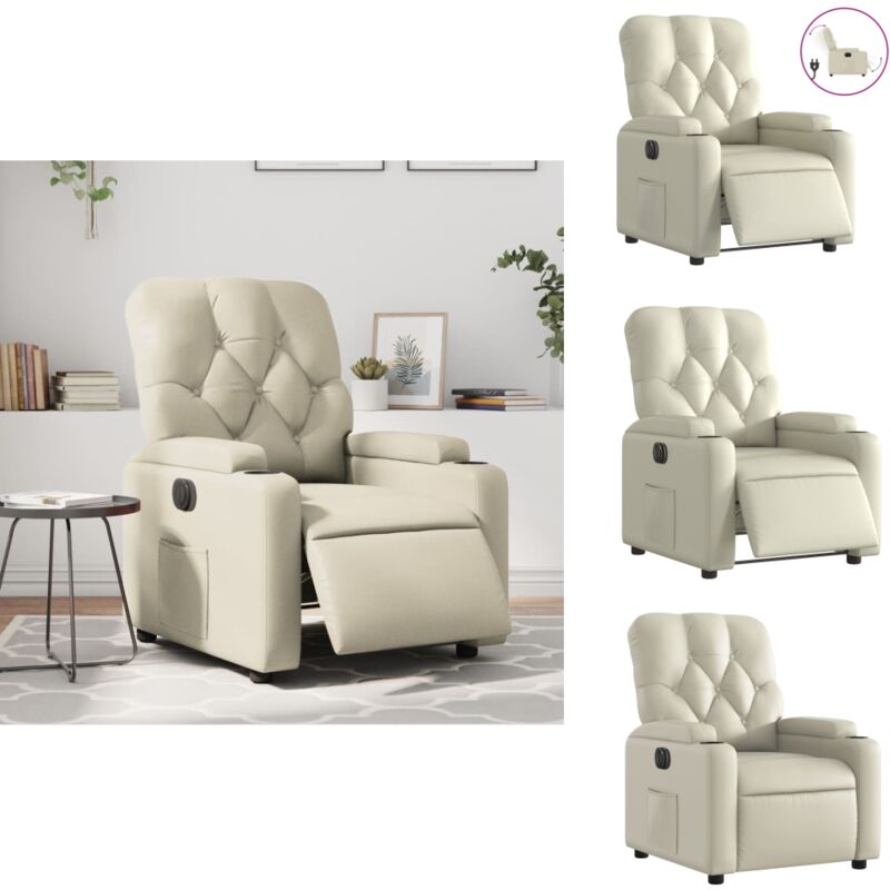 Relaxsessel Elektrisch Creme Kunstleder - Relaxsessel - Relaxstuhl - Sessel - Fernsehsessel