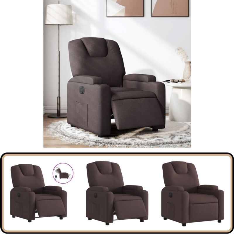 Relaxsessel Elektrisch Dunkelbraun Stoff - Fernsehsessel - Relaxsessel - Elektrischer Sessel - Bequeme Lounge - Sofa Sessel