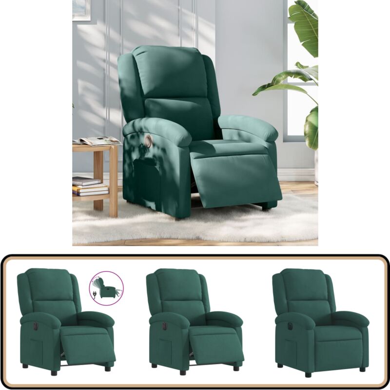 Relaxsessel Elektrisch Dunkelgrün Samt - Fernsehsessel - Elektrischer Relaxsessel - Samt Sessel - Lounge Sessel - Bequeme Sessel
