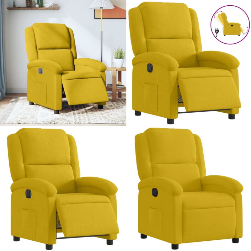 Relaxsessel Elektrisch Gelb Samt - Fernsehsessel - Elektrischer Recliner - Samt Sessel - Gelber Sessel - Lounge Sessel - Home & Living