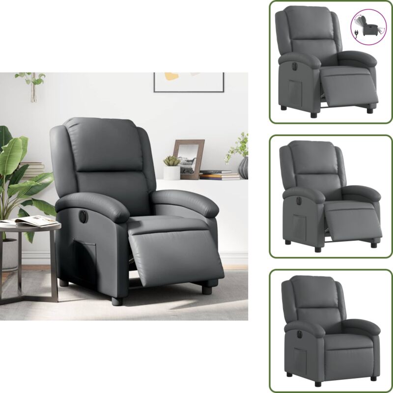 Relaxsessel Elektrisch Grau Kunstleder - Fernsehsessel - Relaxsessel - Elektrischer Sessel - Bequeme Lounge - Lederlook