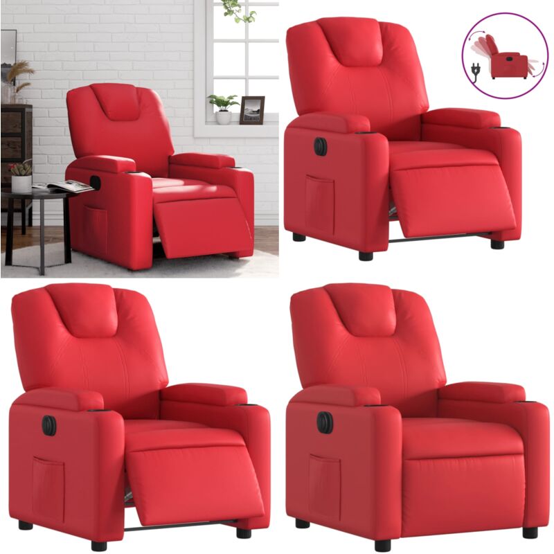 Relaxsessel Elektrisch Rot Kunstleder - Fernsehsessel - Relaxsessel - Elektrischer Sessel - Lederlook - Rot - Home & Living