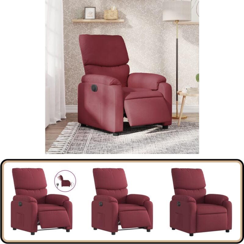 Relaxsessel Elektrisch Weinrot Stoff - Fernsehsessel - Elektrischer Relaxsessel - Bequeme Lounge Sessel - Weinrot Sofa - Wohnzimmersofa