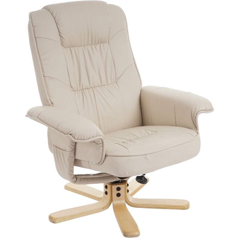 HHG - Relaxsessel Fernsehsessel Sessel ohne Hocker H56 Kunstleder MVG-zertifiziert creme