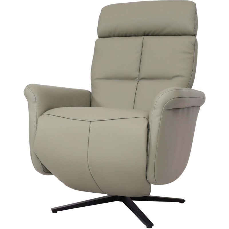 Relaxsessel HHG 378, Design Fernsehsessel TV-Sessel Liegesessel, Liegefunktion drehbar, Voll-Leder grau