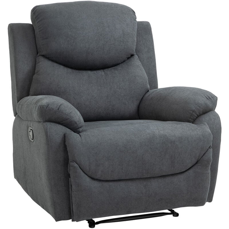 Homcom - Relaxsessel Einzelsofa Liege 150° neigbarer Fernsehsessel Liegesessel TV-Sessel mit Schlaffunktion für Wohnzimmer Leinen Dunkelgrau 93 x 88