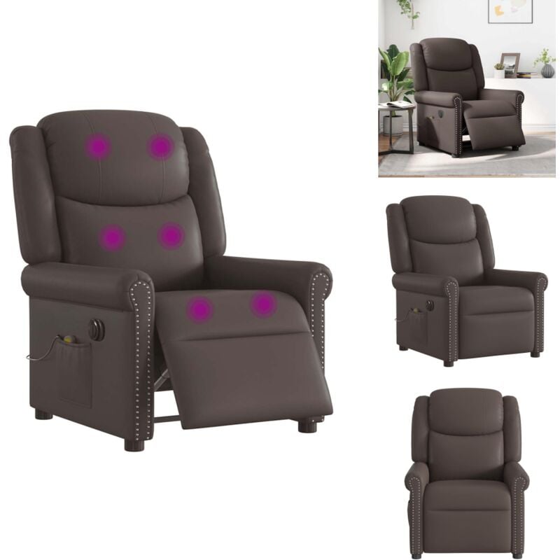 Vidaxl - Relaxsessel Massage Elektrisch Glänzend Braun Kunstleder - Elektrischer Massagesessel - Elektrische Massagesessel - Massagestuhl