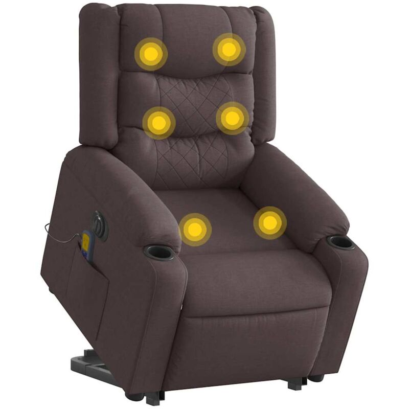 Elektrischer Massagesessel mit Aufstehhilfe Dunkelbraun Stoff - Vidaxl