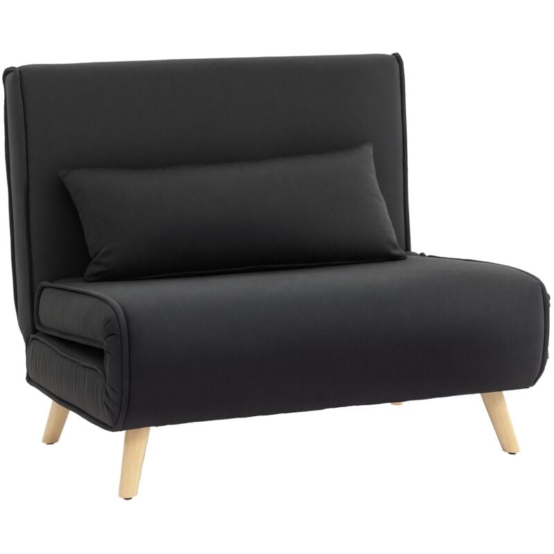 HOMCOM Einzelsofa Schlafsofa Sofabett Klappsofa verstellbar Rückenlehne Liege nordisch skandinavisch 25D Schaumstoff Haus Leinenimitat Tannenholz