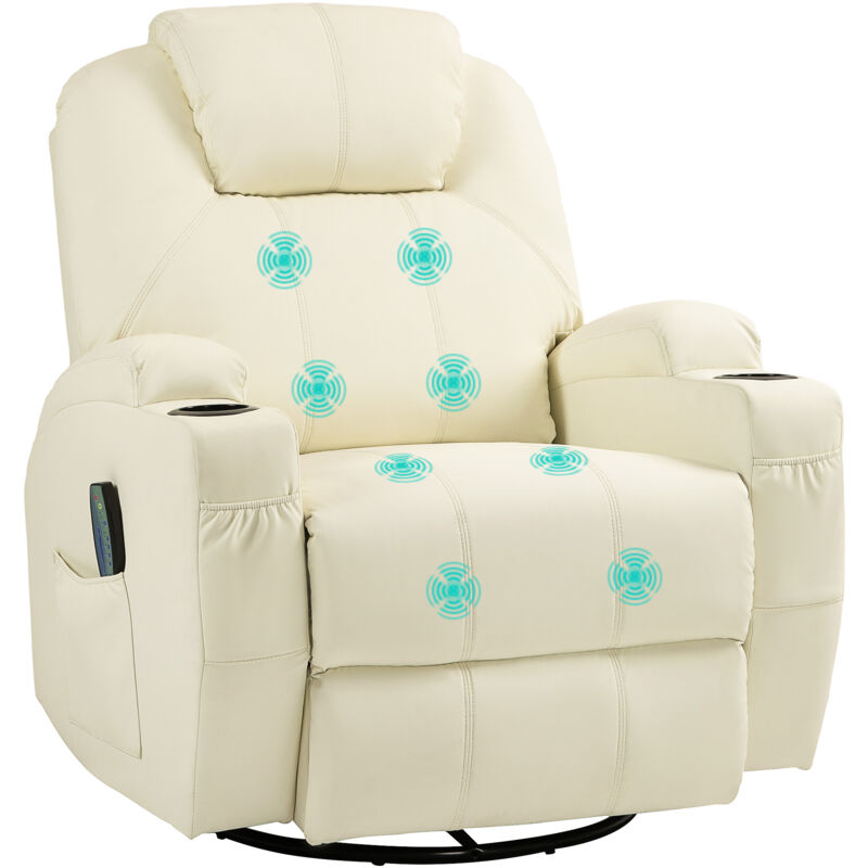 Homcom - Relaxsessel mit Massagefunktion, Elektrisch Fernsehsessel mit Liegefunktion, Wippfunktion, Drehbar Massagesessel mit Federsystem,