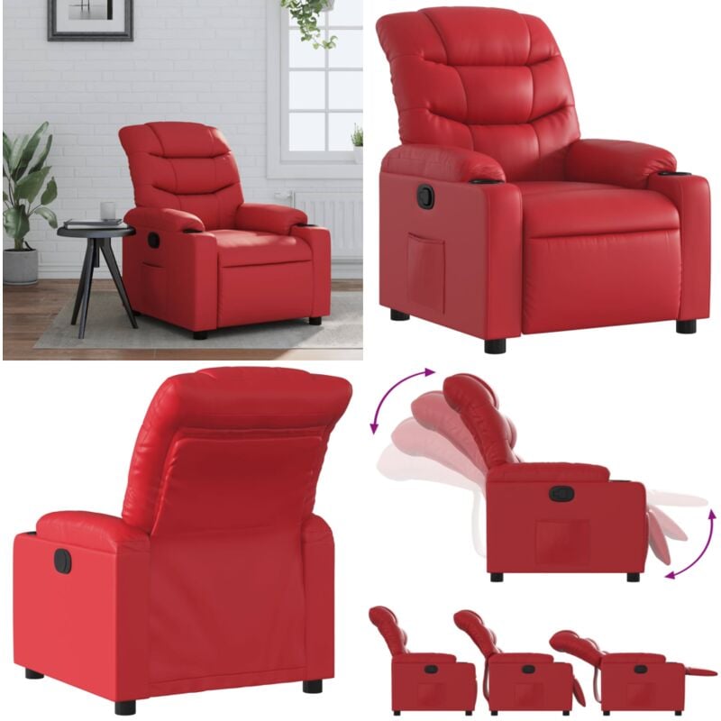 Relaxsessel Rot Kunstleder - Bequeme Sessel - Fernsehsessel - Relaxsessel - Lederlook - Rot - Home & Living