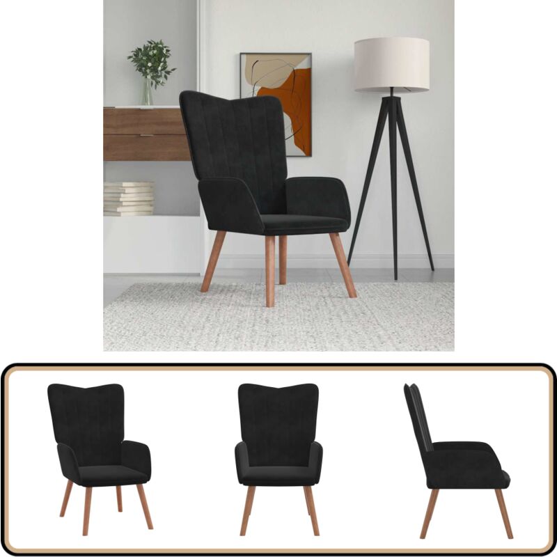 Relaxsessel Schwarz Samt - Sessel - Samt Sessel - Schwarzer Sessel - Wohnzimmersessel - Bequemsessel