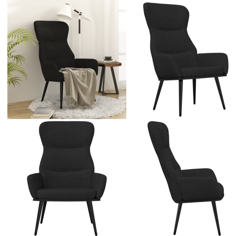 Relaxsessel Schwarz Stoff - Sessel - Relaxsessel - Bequemer Sessel - Schwarzer Sessel - Stuhl - Home & Living
