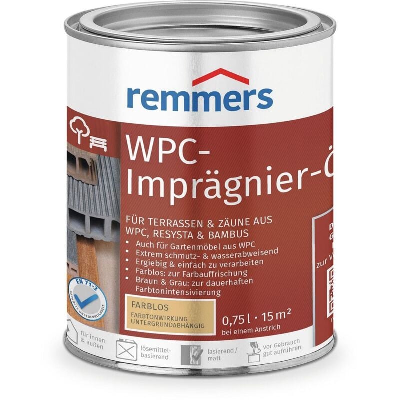 Remmers Gmbh - Remmers WPC-Imprägnier-Öl farblos, 0,75 Liter, wpc Öl für innen und außen, für Terrassen, Zäune oder Gartenmöbel aus wpc, Resysta und